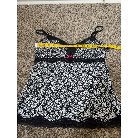 Y2k Marilyn Monroe Black Babydoll Tank Top Sz M Coquette Lace Trim Romantic - Picture 7 of 8